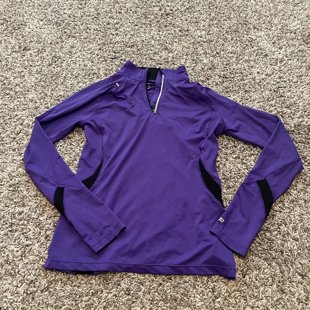 Stylish Purple Long Sleeve Quarter Zip Top